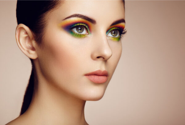Woman with colorful eyeshadow