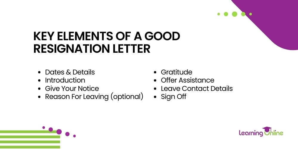 Key elements of a good resignation letter infographic